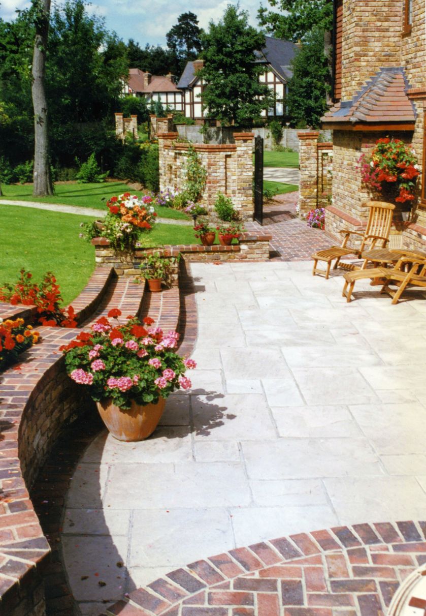 A natural stone patio and entertaining area